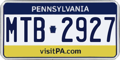PA license plate MTB2927