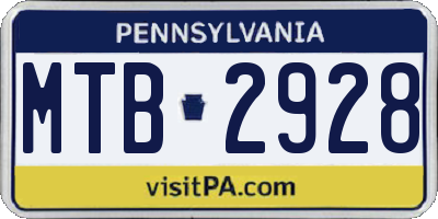 PA license plate MTB2928