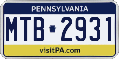 PA license plate MTB2931