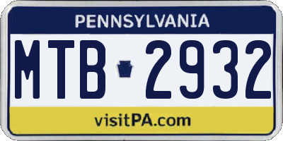 PA license plate MTB2932