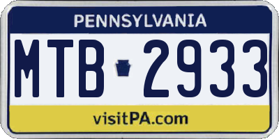 PA license plate MTB2933
