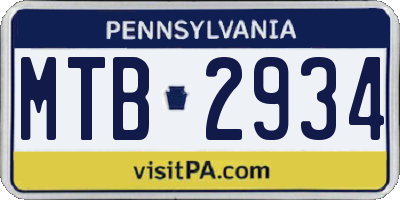 PA license plate MTB2934