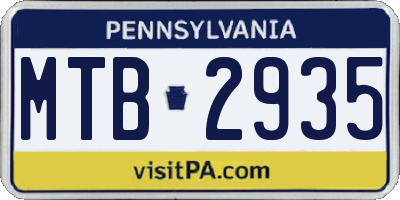 PA license plate MTB2935