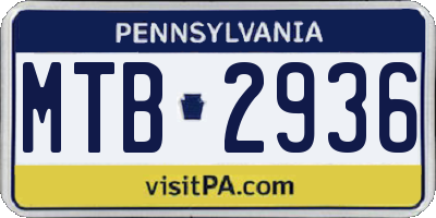 PA license plate MTB2936