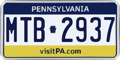 PA license plate MTB2937