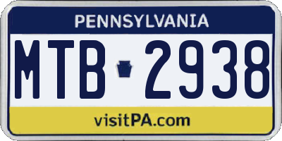 PA license plate MTB2938