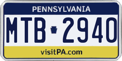 PA license plate MTB2940