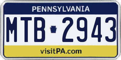 PA license plate MTB2943