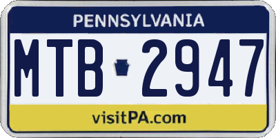 PA license plate MTB2947
