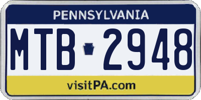 PA license plate MTB2948
