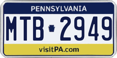 PA license plate MTB2949