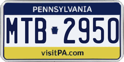 PA license plate MTB2950