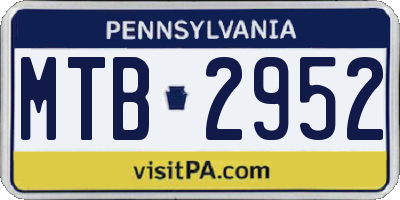 PA license plate MTB2952
