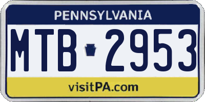 PA license plate MTB2953