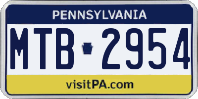 PA license plate MTB2954