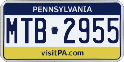 PA license plate MTB2955