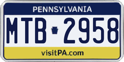 PA license plate MTB2958