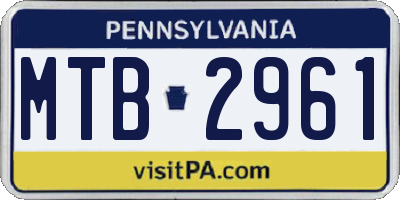 PA license plate MTB2961