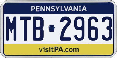 PA license plate MTB2963