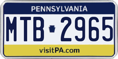 PA license plate MTB2965