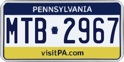 PA license plate MTB2967