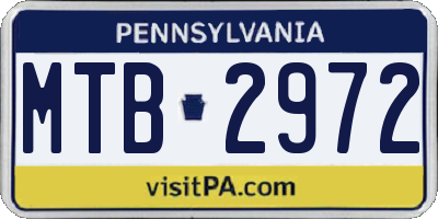 PA license plate MTB2972