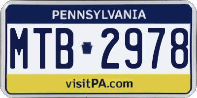 PA license plate MTB2978