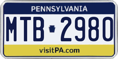 PA license plate MTB2980