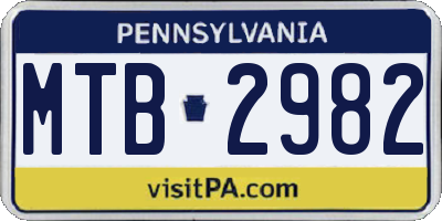 PA license plate MTB2982