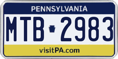 PA license plate MTB2983