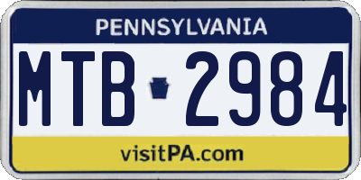 PA license plate MTB2984