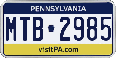 PA license plate MTB2985