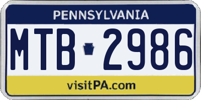 PA license plate MTB2986