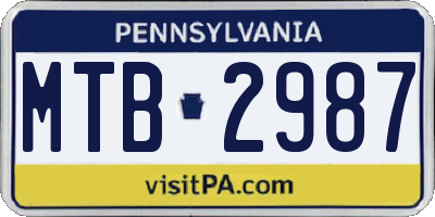 PA license plate MTB2987