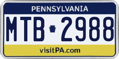 PA license plate MTB2988