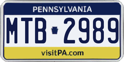 PA license plate MTB2989