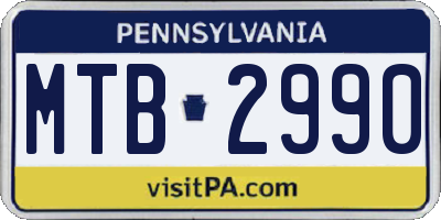 PA license plate MTB2990