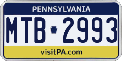 PA license plate MTB2993
