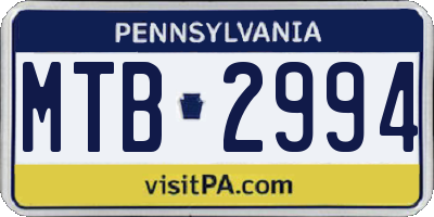 PA license plate MTB2994