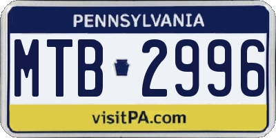 PA license plate MTB2996