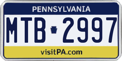 PA license plate MTB2997