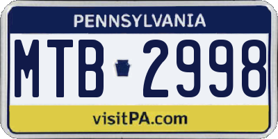 PA license plate MTB2998