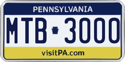 PA license plate MTB3000