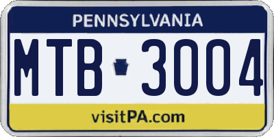 PA license plate MTB3004