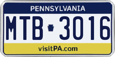 PA license plate MTB3016