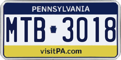 PA license plate MTB3018