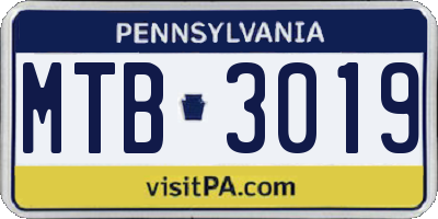 PA license plate MTB3019
