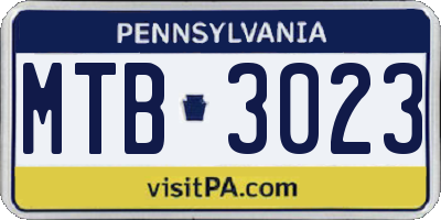 PA license plate MTB3023