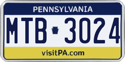 PA license plate MTB3024