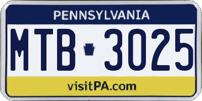 PA license plate MTB3025
